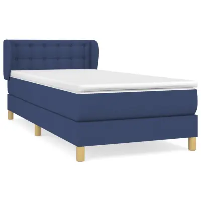 vidaXL Box spring postelja z vzmetnico modra 80x200 cm blago