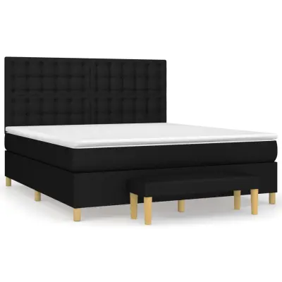 vidaXL Box spring postelja z vzmetnico črna 160x200 cm blago