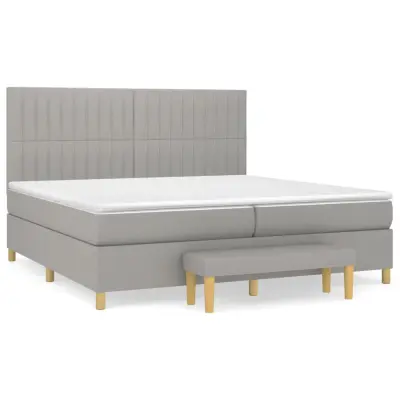 vidaXL Box spring postelja z vzmetnico svetlo siva 200x200 cm blago