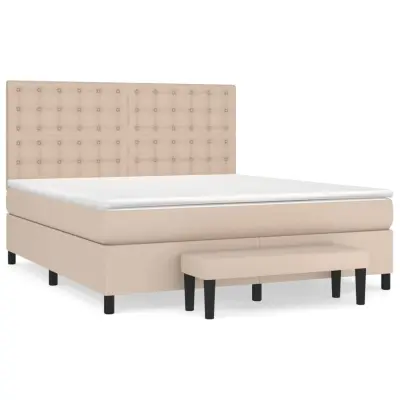 vidaXL Box spring postelja z vzmetnico kapučino 180x200cm umetno usnje