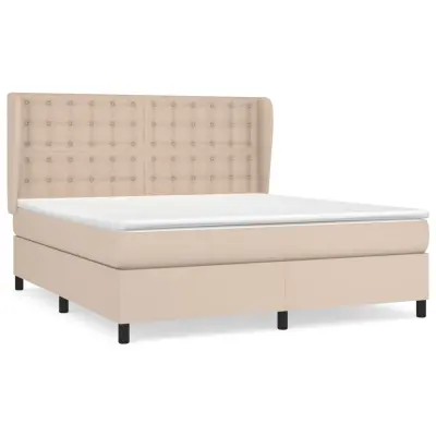 vidaXL Box spring postelja z vzmetnico kapučino 180x200cm umetno usnje