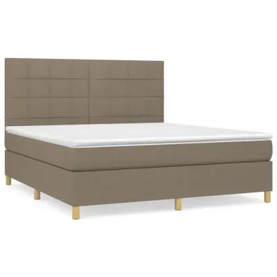 vidaXL Box spring postelja z vzmetnico taupe 160x200 cm blago