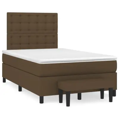 vidaXL Box spring postelja z vzmetnico temno rjav 120x200 cm blago