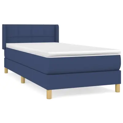 vidaXL Box spring postelja z vzmetnico modra 80x200 cm blago