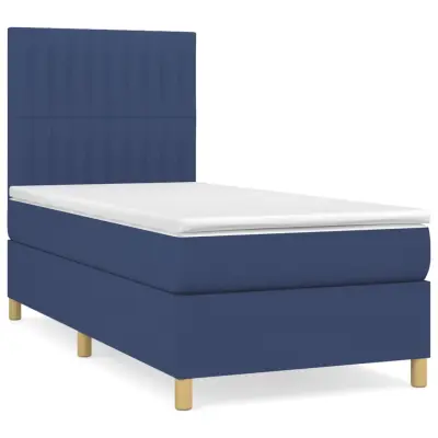 vidaXL Box spring postelja z vzmetnico moder 80x200 cm blago