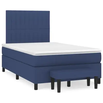 vidaXL Box spring postelja z vzmetnico moder 120x200 cm blago