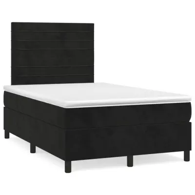 vidaXL Box spring postelja z vzmetnico črna 120x200 cm žamet
