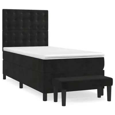 vidaXL Box spring postelja z vzmetnico črna 80x200 cm žamet