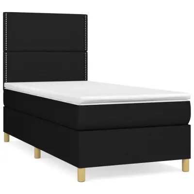 vidaXL Box spring postelja z vzmetnico črna 90x200 cm blago