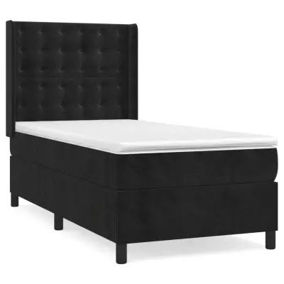 vidaXL Box spring postelja z vzmetnico črna 80x200 cm žamet