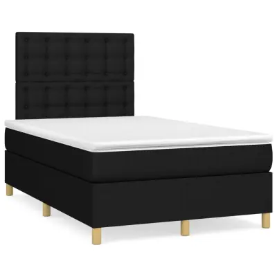 vidaXL Box spring postelja z vzmetnico črn 120x200 cm blago