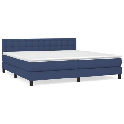 vidaXL Box spring postelja z vzmetnico moder 200x200 cm blago
