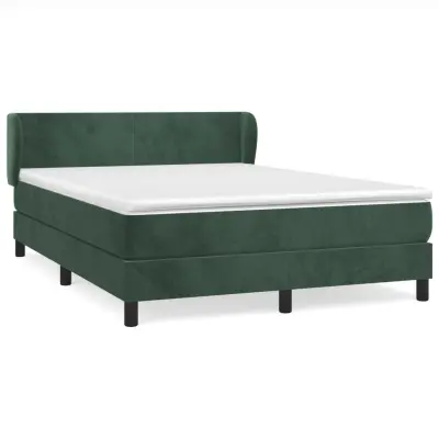 vidaXL Box spring postelja z vzmetnico temno zelena 140x200 cm žamet