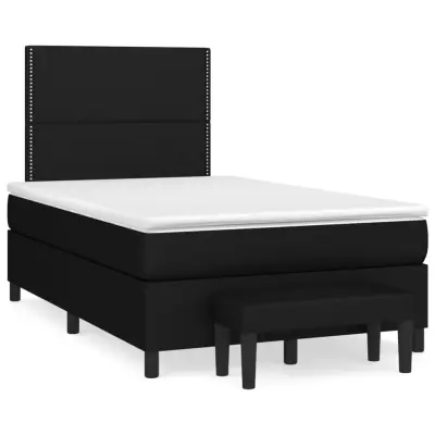 vidaXL Box spring postelja z vzmetnico črn 120x200 cm blago