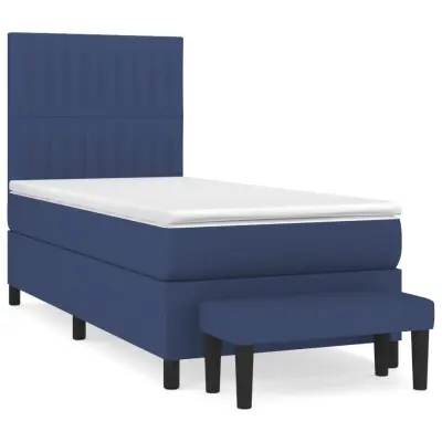 vidaXL Box spring postelja z vzmetnico moder 90x190 cm blago