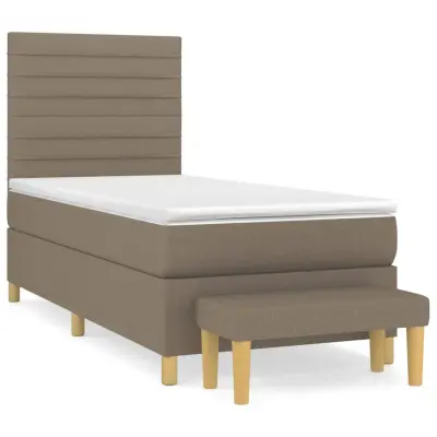 vidaXL Box spring postelja z vzmetnico taupe 90x200 cm blago