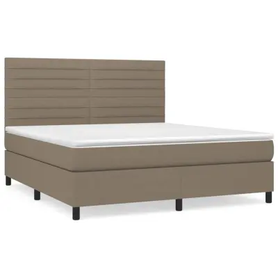 vidaXL Box spring postelja z vzmetnico taupe 160x200 cm blago