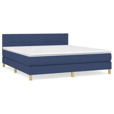 vidaXL Box spring postelja z vzmetnico modra 160x200 cm blago