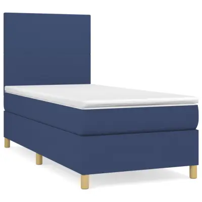 vidaXL Box spring postelja z vzmetnico moder 80x200 cm blago