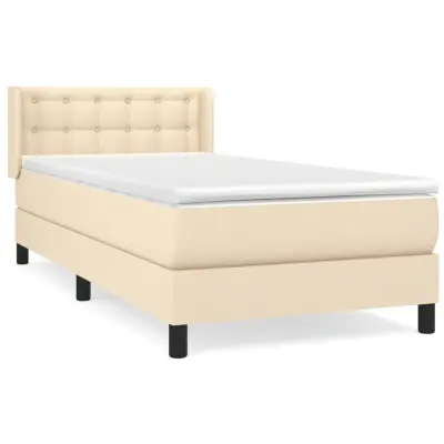 vidaXL Box spring postelja z vzmetnico krem 80x200 cm blago