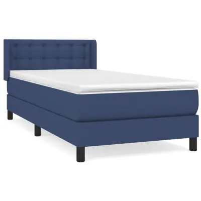 vidaXL Box spring postelja z vzmetnico modra 90x190 cm blago