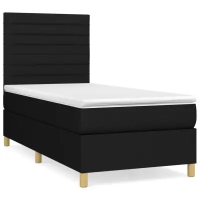 vidaXL Box spring postelja z vzmetnico črn 90x190 cm blago