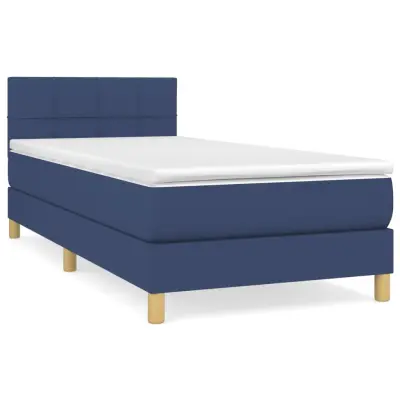vidaXL Box spring postelja z vzmetnico moder 90x200 cm blago