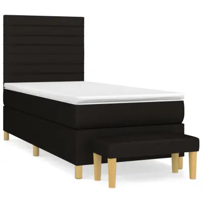 vidaXL Box spring postelja z vzmetnico črna 90x200 cm blago