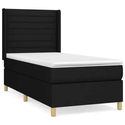 vidaXL Box spring postelja z vzmetnico črna 90x200 cm blago