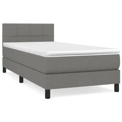 vidaXL Box spring postelja z vzmetnico temno siva 100x200 cm blago
