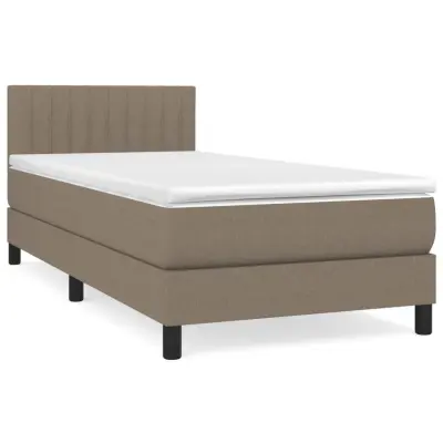 vidaXL Box spring postelja z vzmetnico taupe 90x200 cm blago