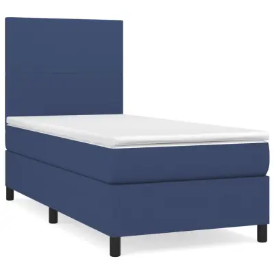 vidaXL Box spring postelja z vzmetnico moder 80x200 cm blago