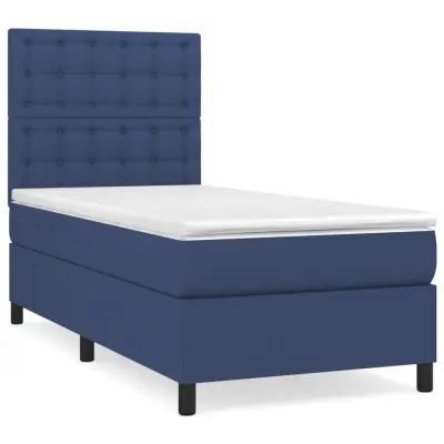 vidaXL Box spring postelja z vzmetnico moder 90x200 cm blago