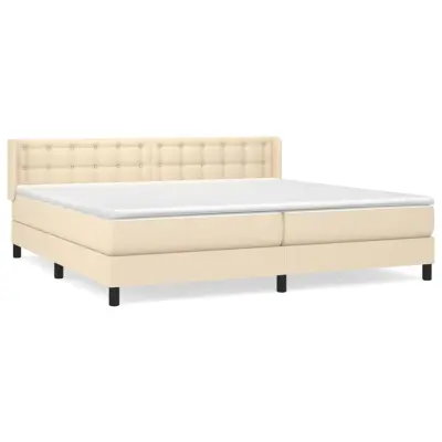 vidaXL Box spring postelja z vzmetnico krem 200x200 cm blago