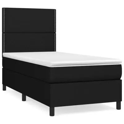 vidaXL Box spring postelja z vzmetnico črn 90x190 cm blago