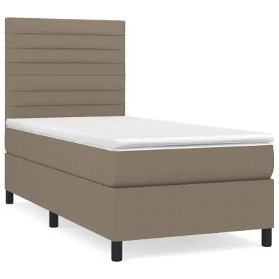 vidaXL Box spring postelja z vzmetnico taupe 100x200 cm blago