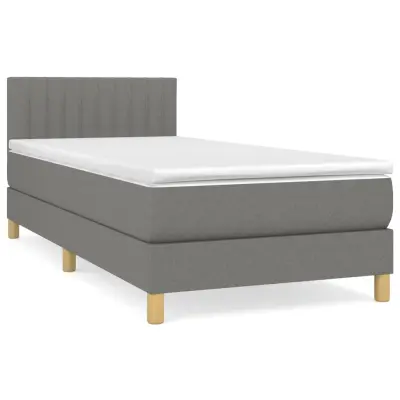 vidaXL Box spring postelja z vzmetnico temno siva 80x200 cm blago