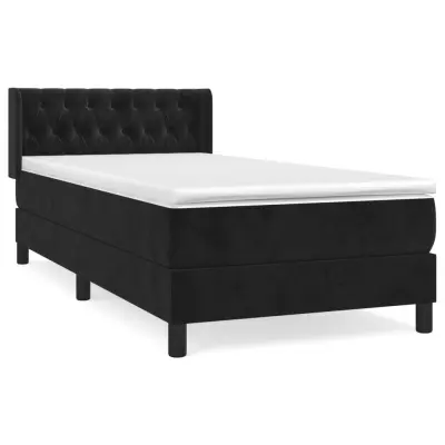 vidaXL Box spring postelja z vzmetnico črna 100x200 cm žamet