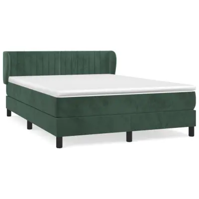 vidaXL Box spring postelja z vzmetnico temno zelen 140x190 cm žamet