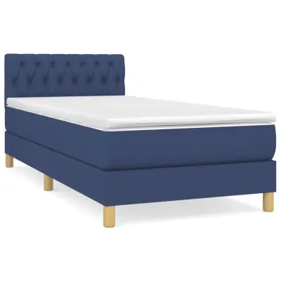 vidaXL Box spring postelja z vzmetnico moder 90x200 cm blago