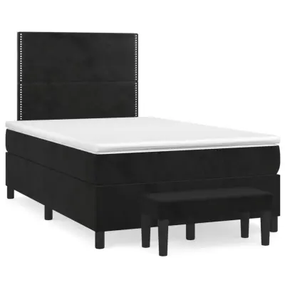 vidaXL Box spring postelja z vzmetnico črna 120x200 cm žamet
