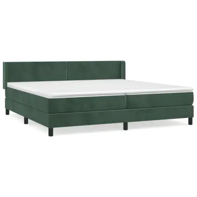vidaXL Box spring postelja z vzmetnico temno zelena 200x200 cm žamet