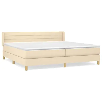 vidaXL Box spring postelja z vzmetnico krem 200x200 cm blago