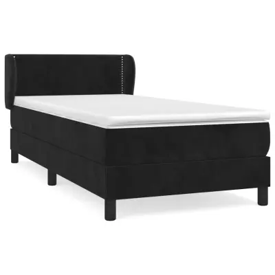 vidaXL Box spring postelja z vzmetnico črn 90x190 cm žamet