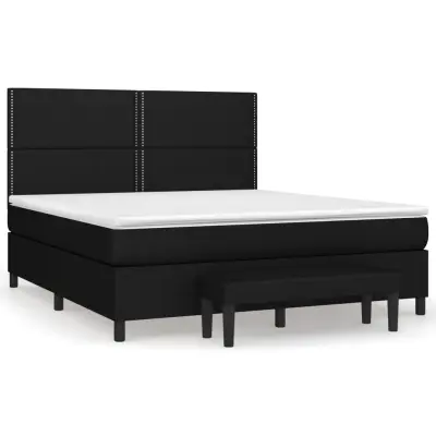 vidaXL Box spring postelja z vzmetnico črna 160x200 cm blago