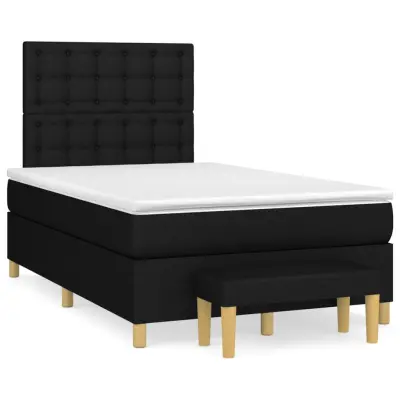 vidaXL Box spring postelja z vzmetnico črn 120x200 cm blago
