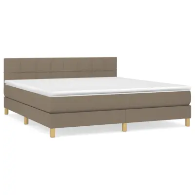 vidaXL Box spring postelja z vzmetnico taupe 180x200 cm blago