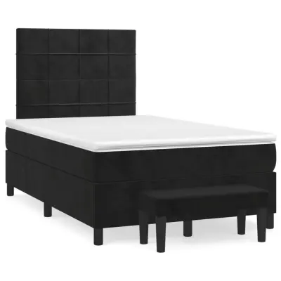 vidaXL Box spring postelja z vzmetnico črna 120x200 cm žamet