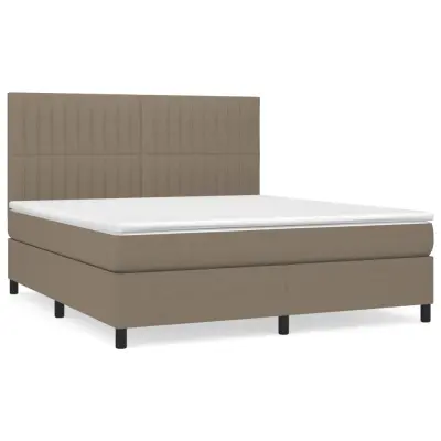 vidaXL Box spring postelja z vzmetnico taupe 160x200 cm blago