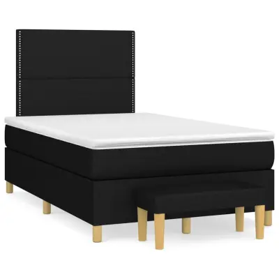 vidaXL Box spring postelja z vzmetnico črn 120x200 cm blago